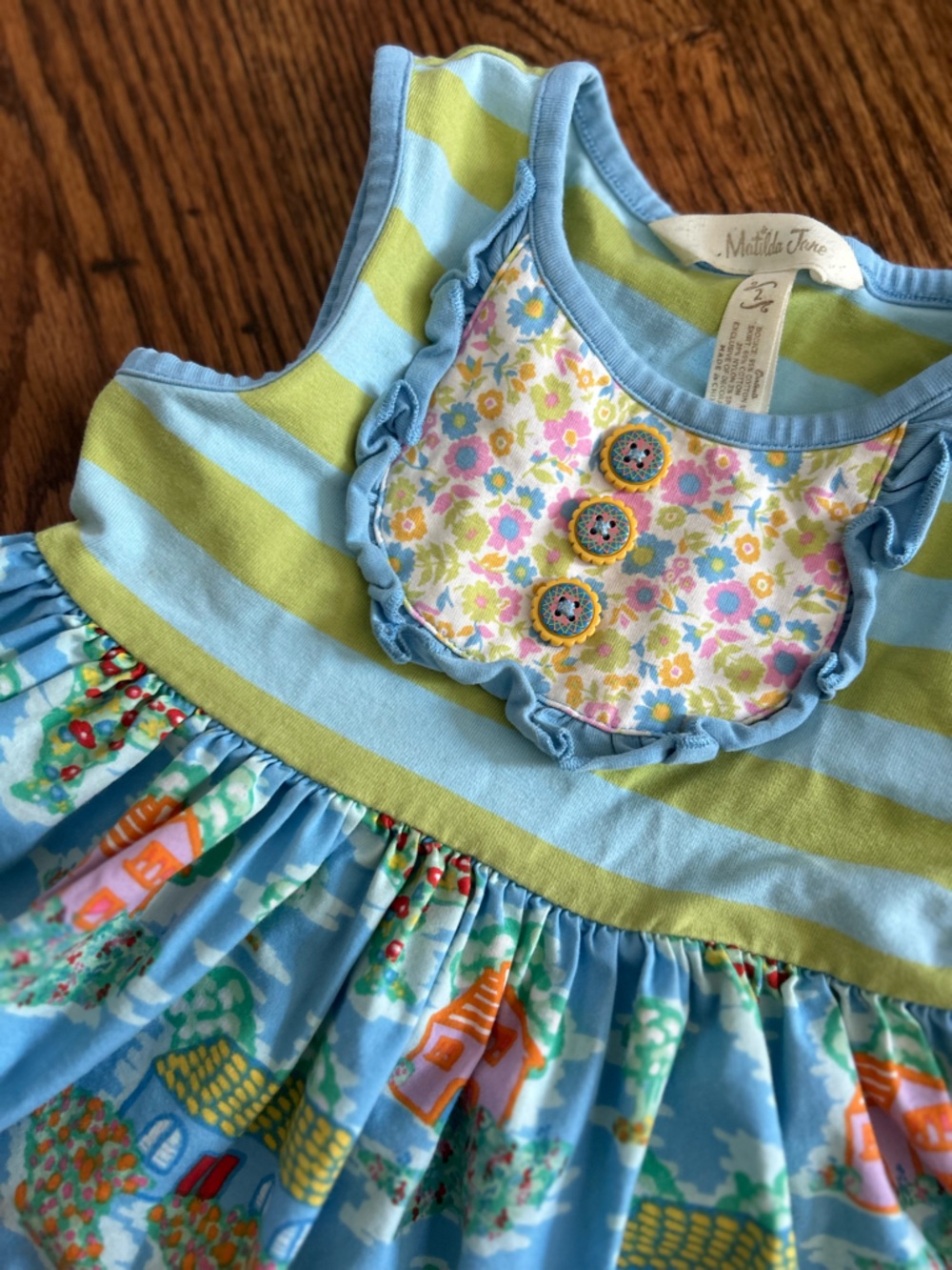 Matilda Jane Home Sweet Home Dress Size 2 Colorful Patchwork Cottage Print - Picture 4 of 6
